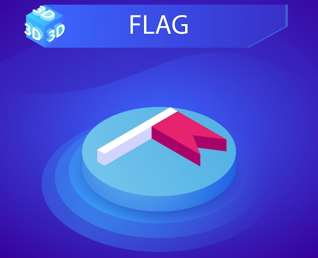 Flag isometric design icon vector web illustration 3d colorful concept