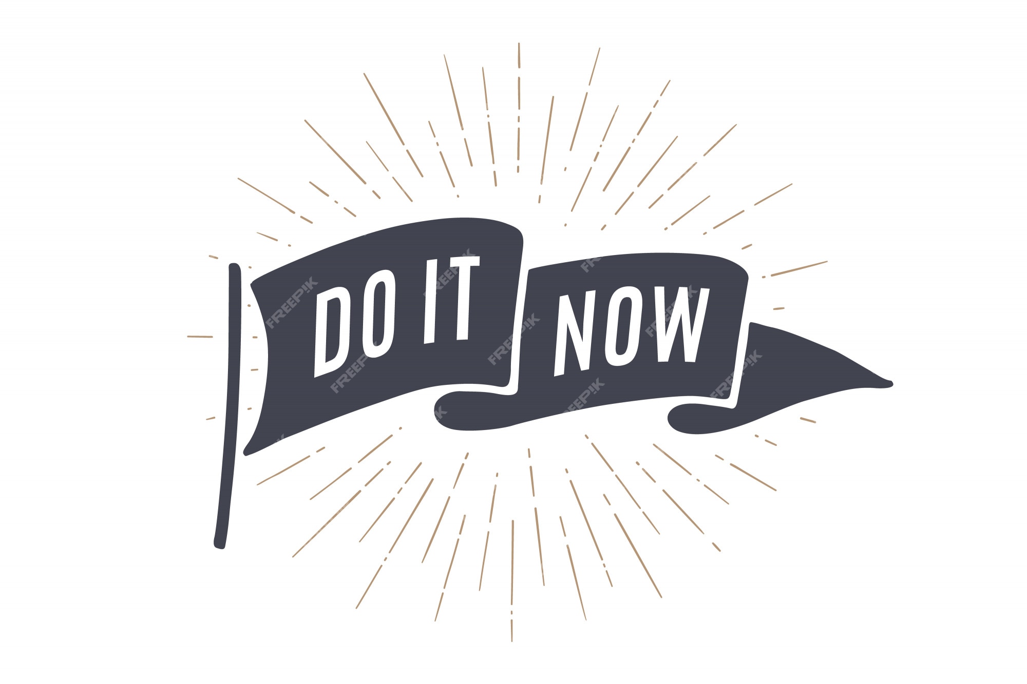 Premium Vector  Flag do it now. old school flag banner with text do it, do it  now. ribbon flag in vintage style with linear drawing light rays, sunburst  and rays of sun. hand drawn element. illustration