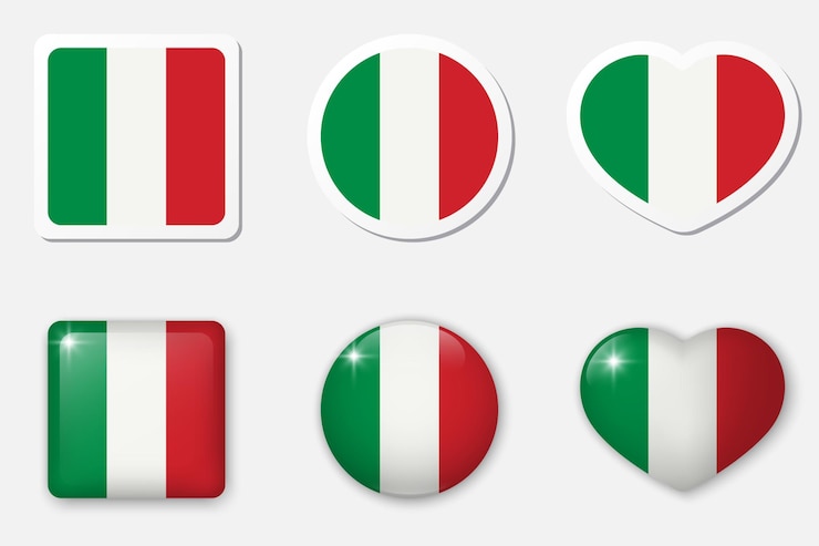 Vector イタリアの国旗アイコン コレクション フラット ステッカーと白の 3 d リアルなガラス ベクトル要素