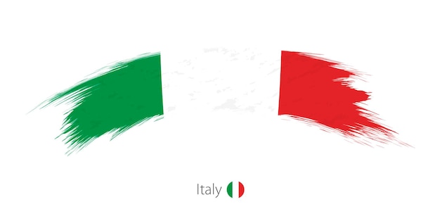 Flag of Italy in rounded grunge brush stroke. Vector illustration.