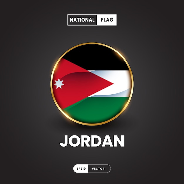 Flag of Jordan vector illustration Asia Flag 3D EPS10