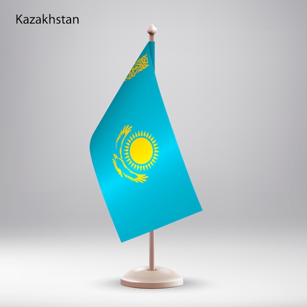 Vector flag of kazakhstan hanging on a flag stand