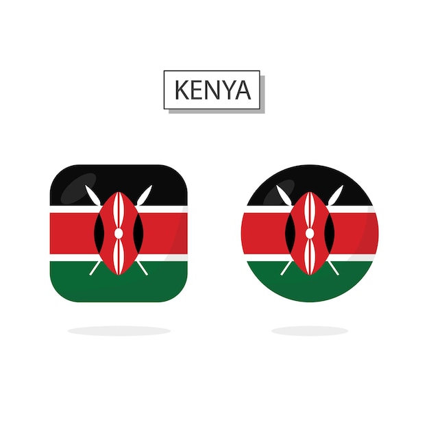 Flag of Kenya 2 Shapes icon 3D cartoon style