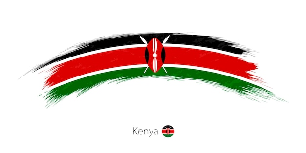 Flag of Kenya in rounded grunge brush stroke. Vector illustration.