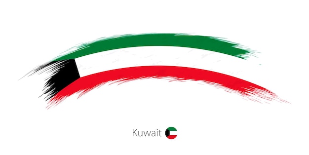 Vettore bandiera del kuwait con pennellata arrotondata del grunge. illustrazione vettoriale.