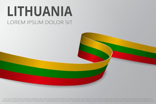 Flag of lithuania background. lithuanian ribbon. card layout design. vector illustration.