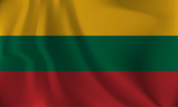 Flag of lithuania with a wavy effect due to the wind