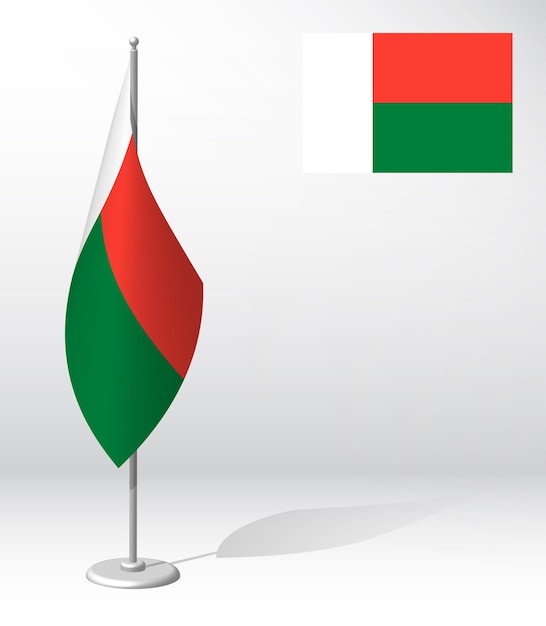 Flag of madagascar on flagpole for registration of solemn event meeting foreign guests National in