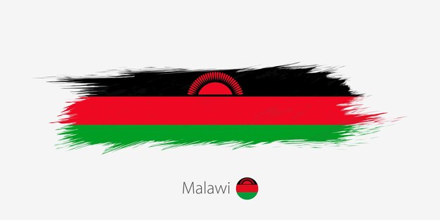 Flag of Malawi grunge abstract brush stroke on gray background