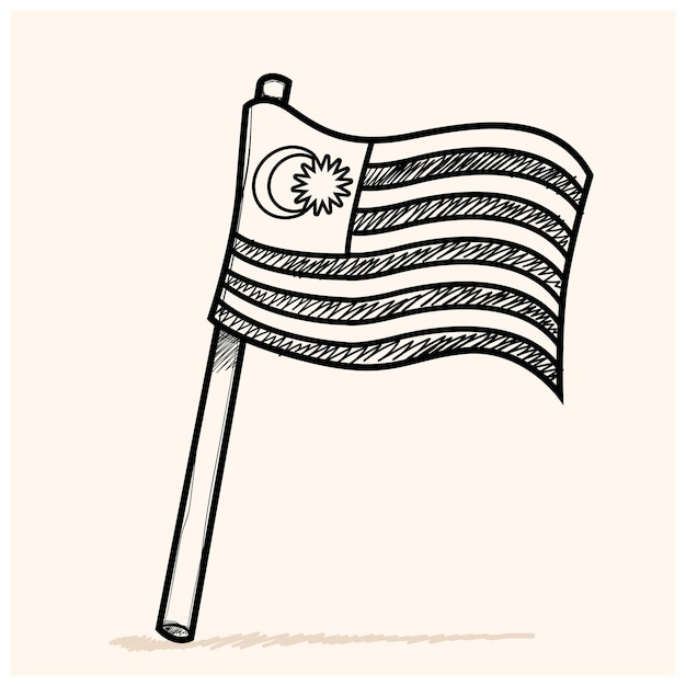 Vector flag of malaysia doodle icon vector illustration