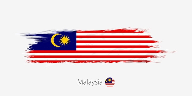 Флаг Малайзии гранж абстрактный мазок кистью на сером фоне
