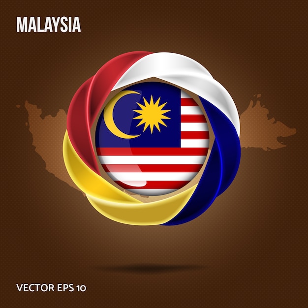 Bandiera malesia pin 3d design