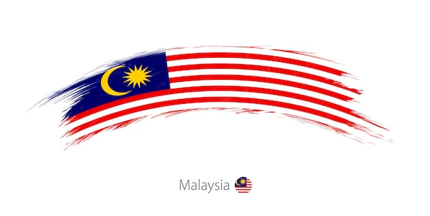 Flag of Malaysia in rounded grunge brush stroke. Vector illustration.