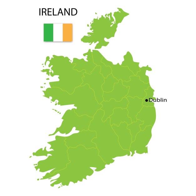 흰색 배경에 플래그 지도 아일랜드 유럽 지도 벡터 여행 개념 벡터 일러스트 레이 션 재고 이미지