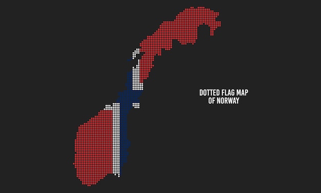 Flag Map of Norway with Halftone Dotted Style