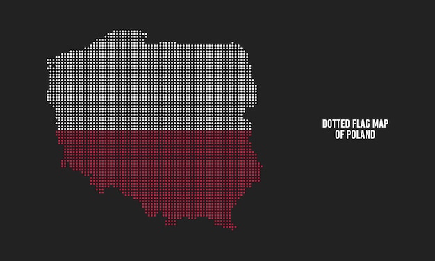 Флаг Карта Польши Halftone Dot Style