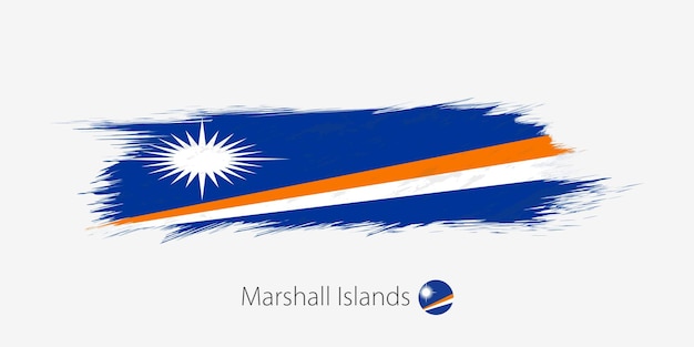 Flag of Marshall Islands grunge abstract brush stroke on gray background