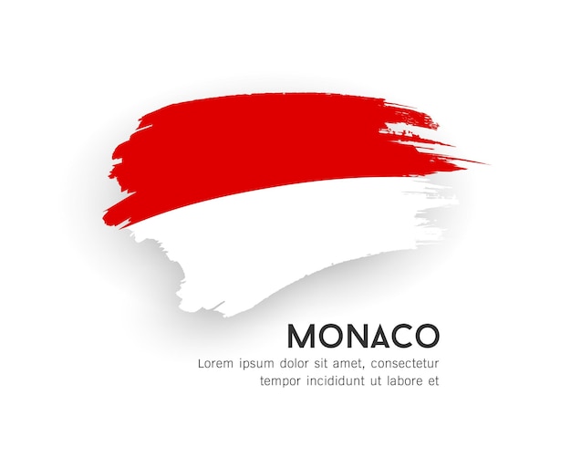 Flag of Monaco, brush stroke design isolated on white background, EPS10 vector illustration