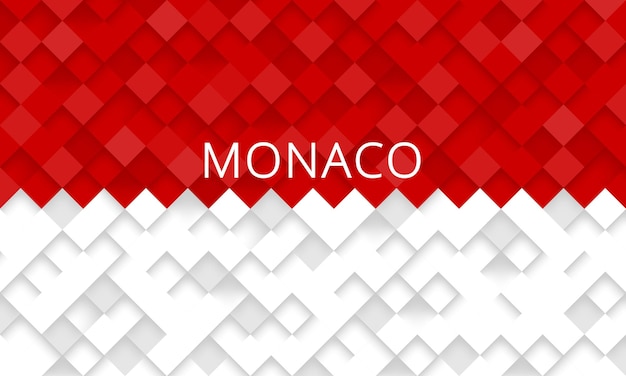 Vector flag of monaco made of 3d cubes bricks or roof tiles mosaic pattern