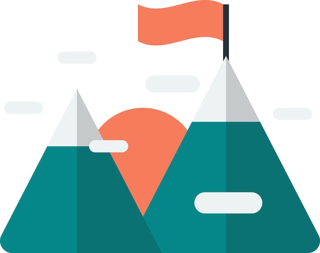 Flag on the mountain illustration in minimal style