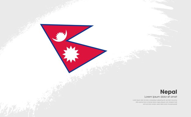 Flag of Nepal country on curve style grunge brush stroke with background