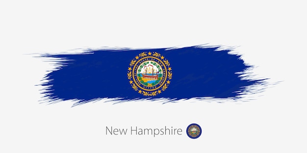 Bandiera del new hampshire us stato grunge pennellata astratta su sfondo grigio