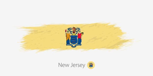Флаг штата Нью-Джерси США гранж абстрактный мазок кистью на сером фоне