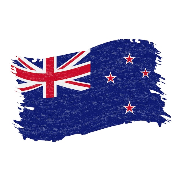 Flag of New Zealand Grunge Abstract Brush Stroke Isolated On A White Background Vector Illustration