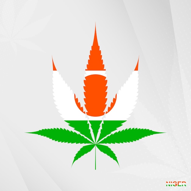 Flag of niger in marijuana leaf shape the concept of legalization cannabis in niger