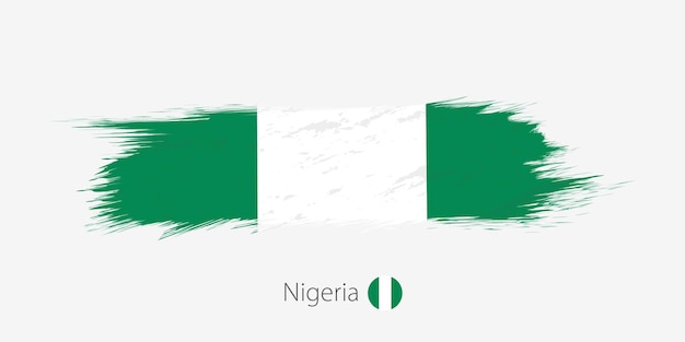 Flag of Nigeria grunge abstract brush stroke on gray background