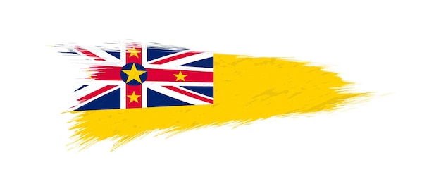 Flag of Niue in grunge brush stroke