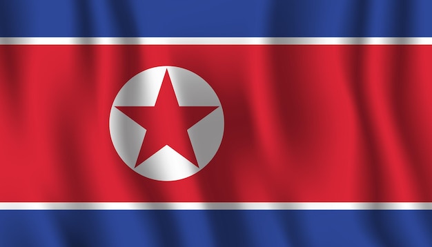 A flag of north korea has a red star on it