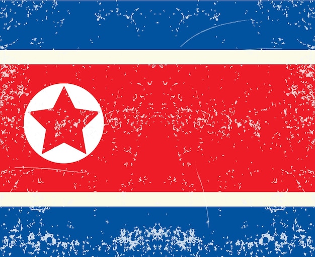 Vector flag of north korea vector with old vintage texture