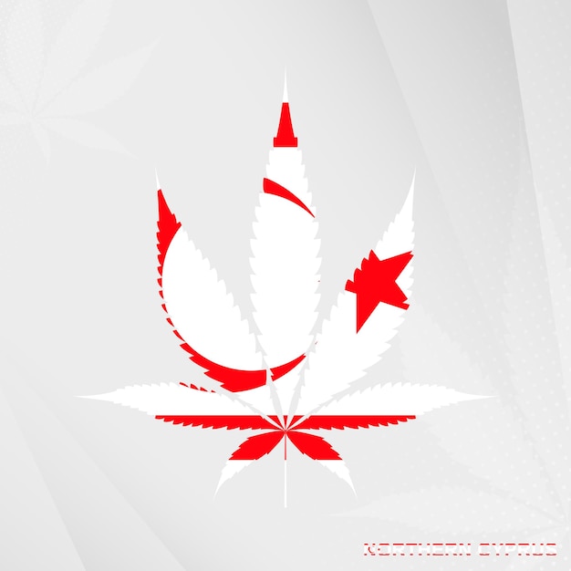 Flag of Northern Cyprus in Marijuana leaf shape The concept of legalization Cannabis in Northern Cyprus