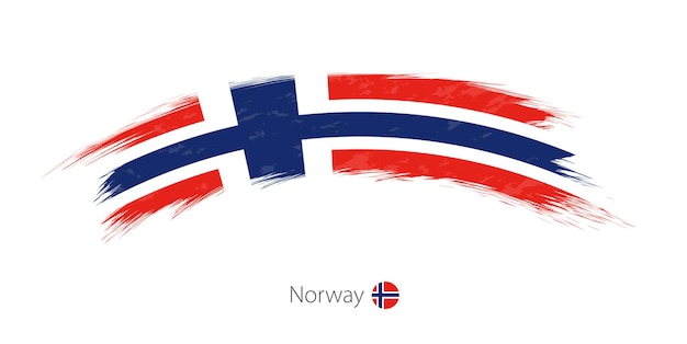 Flag of Norway in rounded grunge brush stroke. Vector illustration.