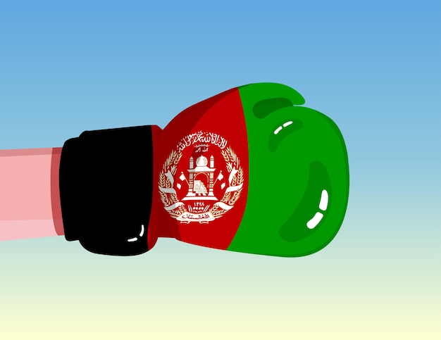 Флаг афганистана на боксерской перчатке противостояние между странами с конкурентоспособной силой