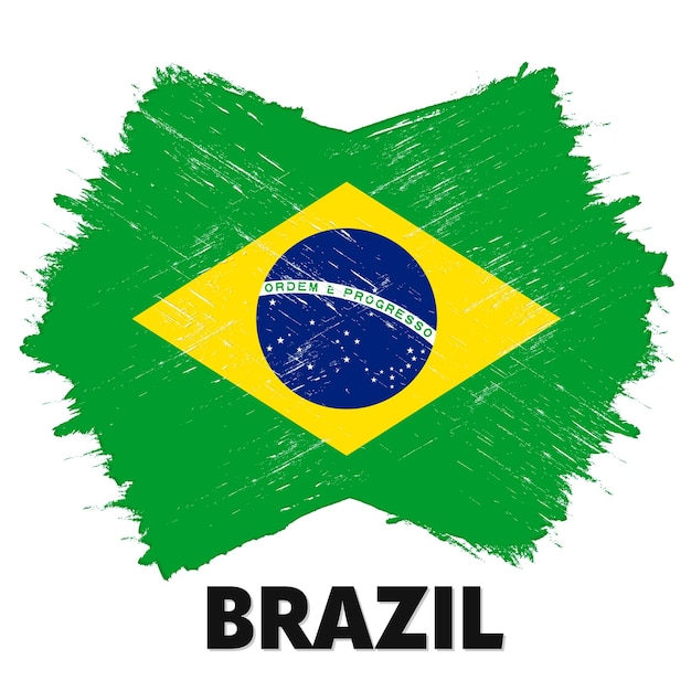 Вектор Флаг бразилии с гранж-кистью