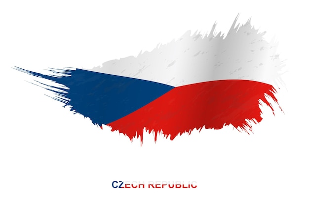 Вектор Флаг чехии в стиле гранж с размахивая эффектом, флаг мазка кистью гранж вектор.