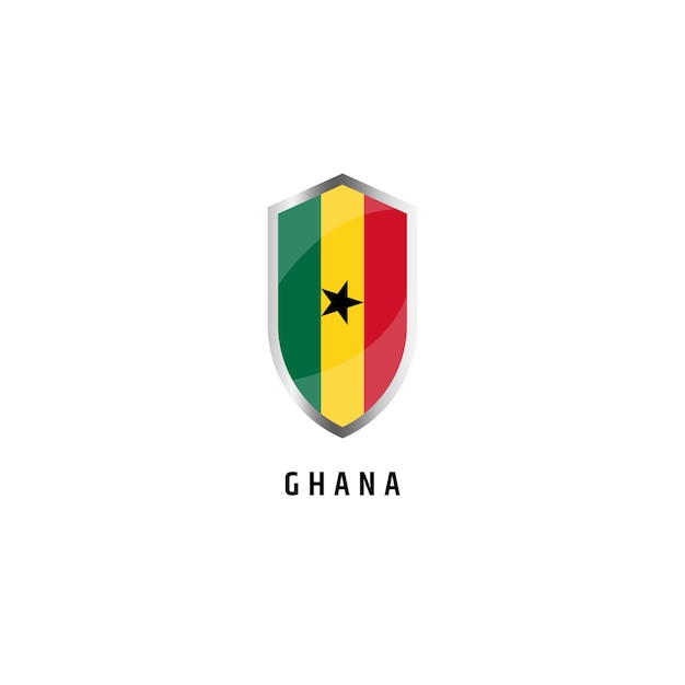 盾形アイコンフラットベクトルイラストとガーナの旗