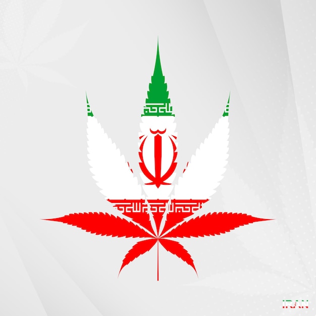 Флаг ирана в форме листа марихуаны концепция легализации каннабиса в иране