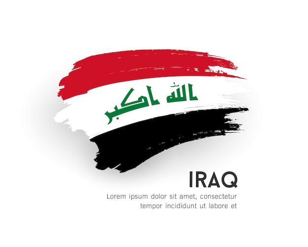 白い背景の図に分離されたイラクのベクトルブラシストロークデザインの旗