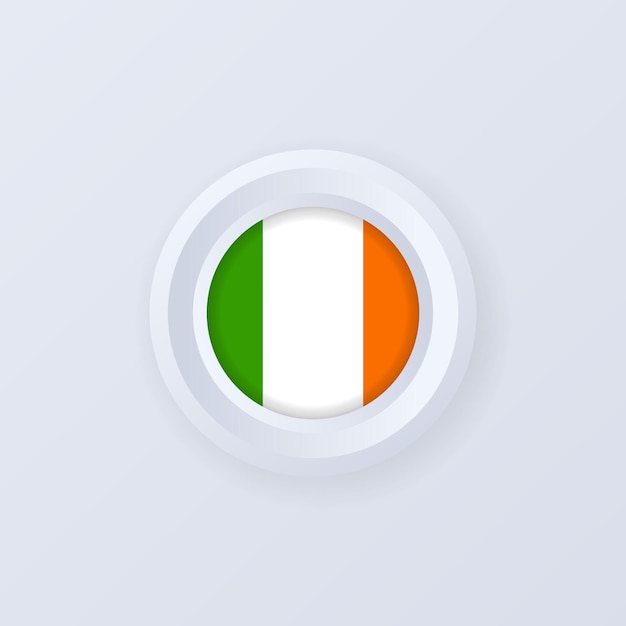 아일랜드의 국기입니다. 아일랜드 버튼. 아일랜드어 레이블, 기호, 버튼, 3d 스타일의 배지.