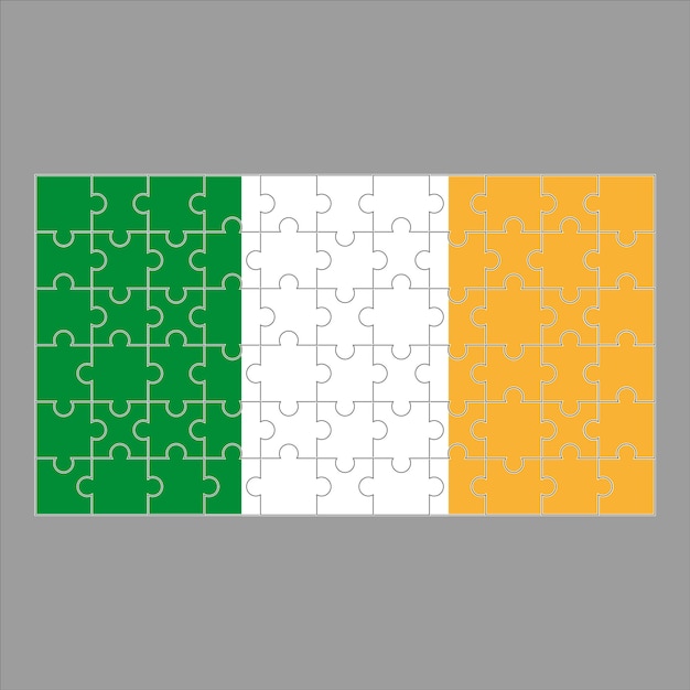 灰色の背景にアイルランドの旗パズル