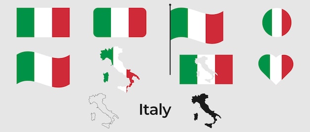 イタリアの旗 イタリア国のシンボルのシルエット