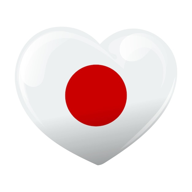 Флаг японии в форме сердца сердце с японским флагом 3d вектор иллюстрации