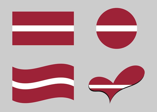 ラトビアの国旗 (ラトビア国旗) は心の形をしているラトビアの旗は円の形をしています国旗のバリエーションは