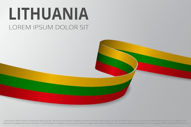 리투아니아 배경의 국기입니다. 리투아니아 리본. 카드 레이아웃 디자인. 벡터 일러스트 레이 션.