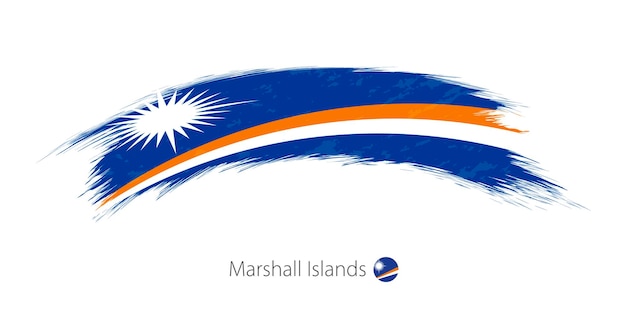 丸みを帯びたグランジブラシストロークでマーシャル諸島の旗。ベクトルイラスト。