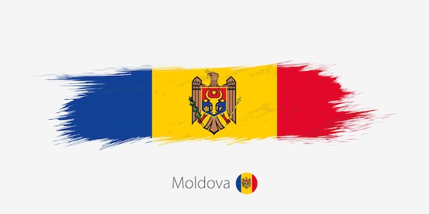 Флаг молдовы гранж абстрактный мазок кистью на сером фоне