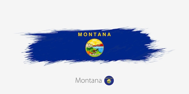 Флаг штата монтана сша гранж абстрактный мазок кистью на сером фоне